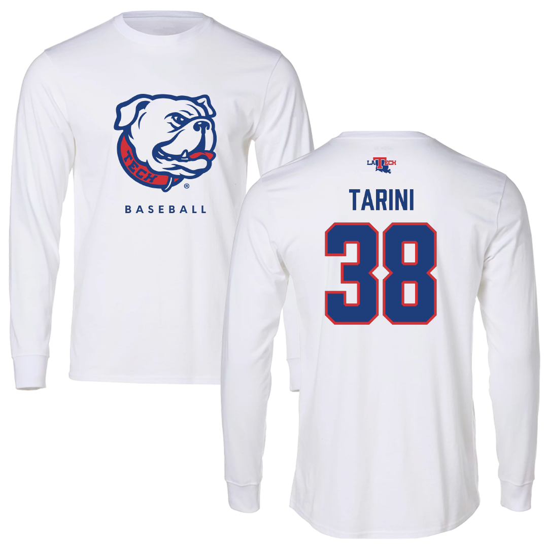 Louisiana Tech University Baseball White Performance Long Sleeve - #38 Reece Tarini
