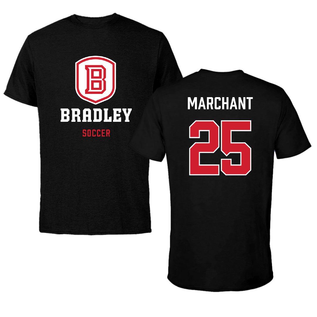 Bradley University Soccer Black Block Performance Tee - #25 Christopher Marchant