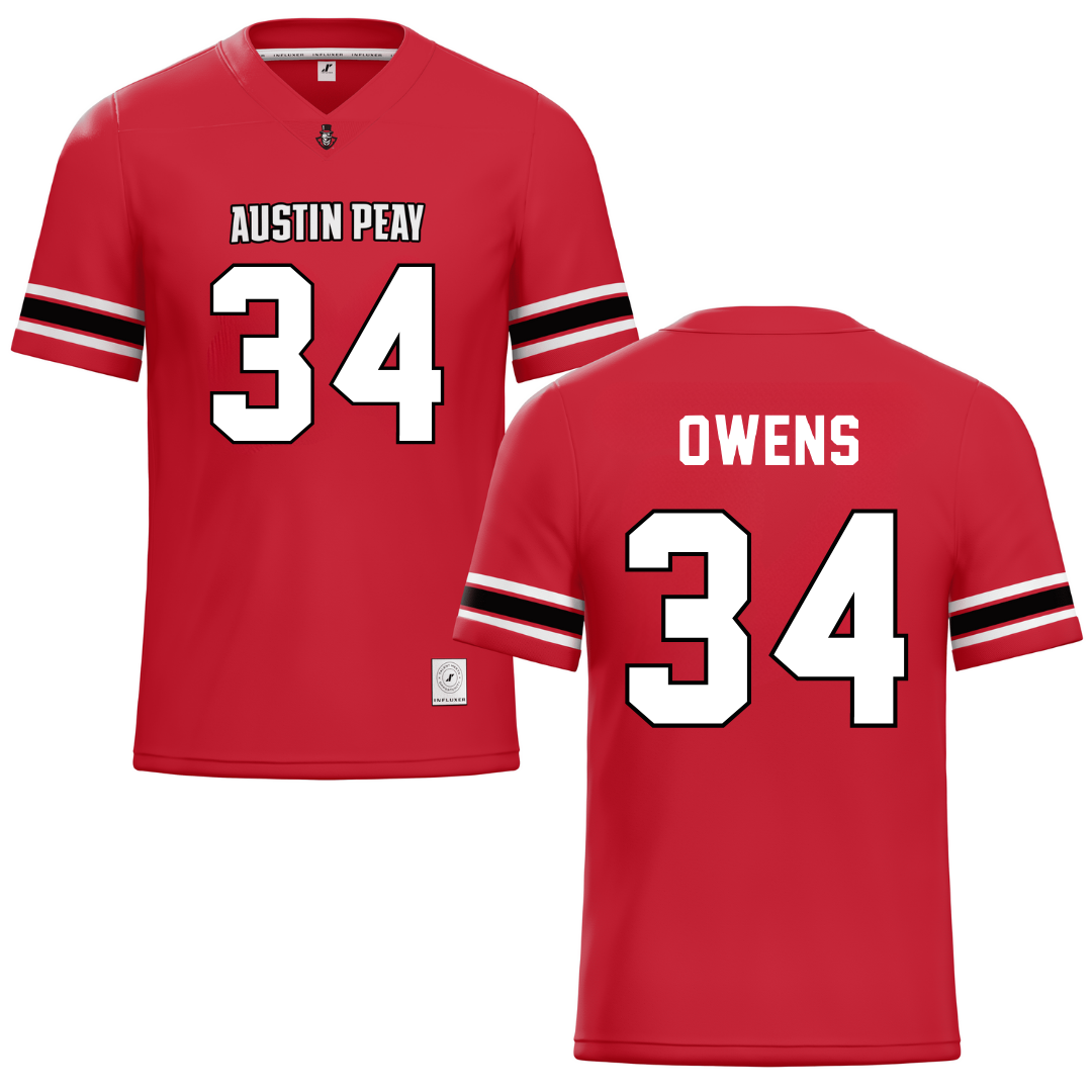 Austin Peay State University Red Football Jersey - #34 KT Owens