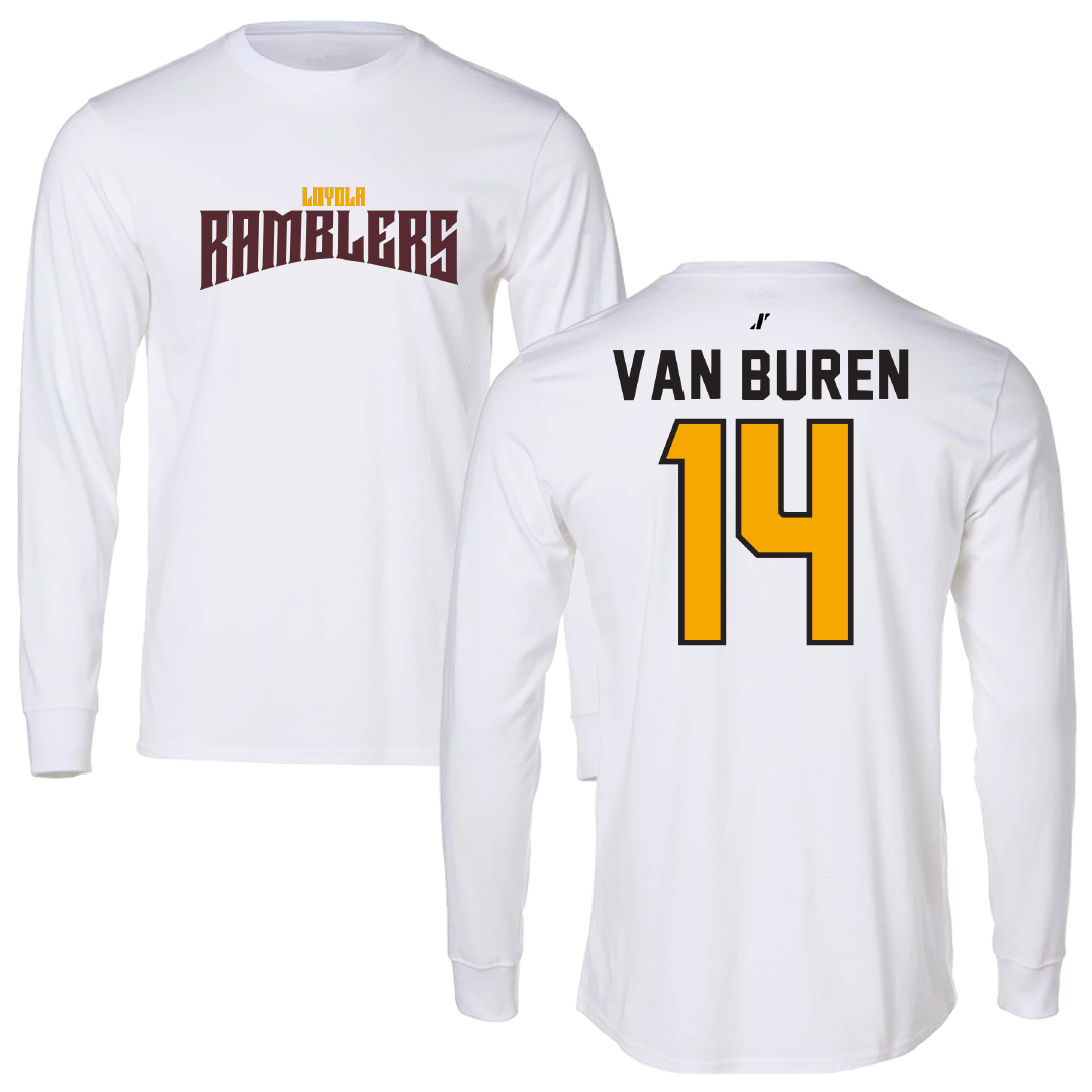 Loyola University-Chicago Volleyball White Classic Performance Long Sleeve - #14 Parker Van Buren