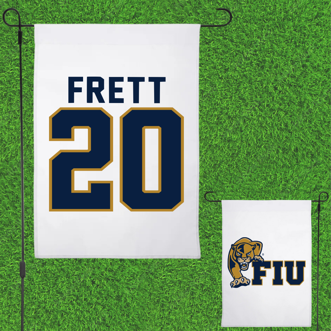 Florida International University Baseball White Garden Flag - #20 Kishon Frett