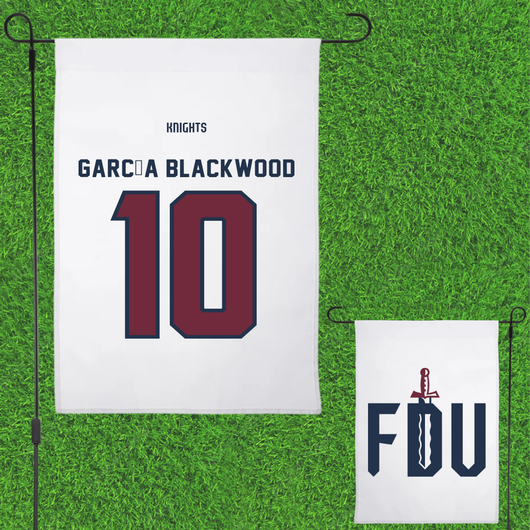 Fairleigh Dickinson University-Metropolitan Campus Basketball White Garden Flag - #10 Dominique García Blackwood