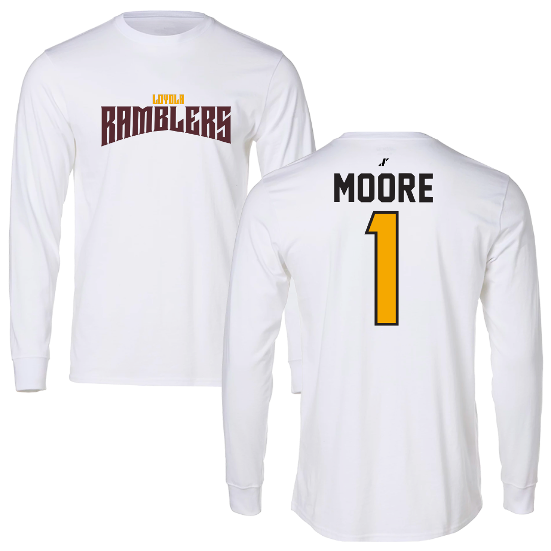 Loyola University-Chicago Basketball White Classic Performance Long Sleeve - #1 Aaliyah Moore