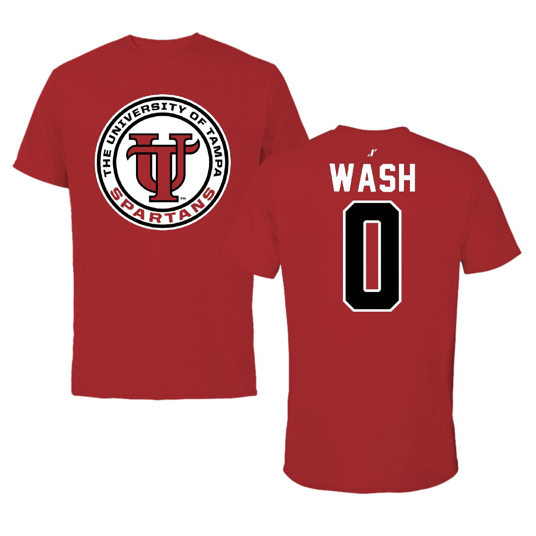 University of Tampa Baseball Canvas Red Tee - #0 Logan Wash