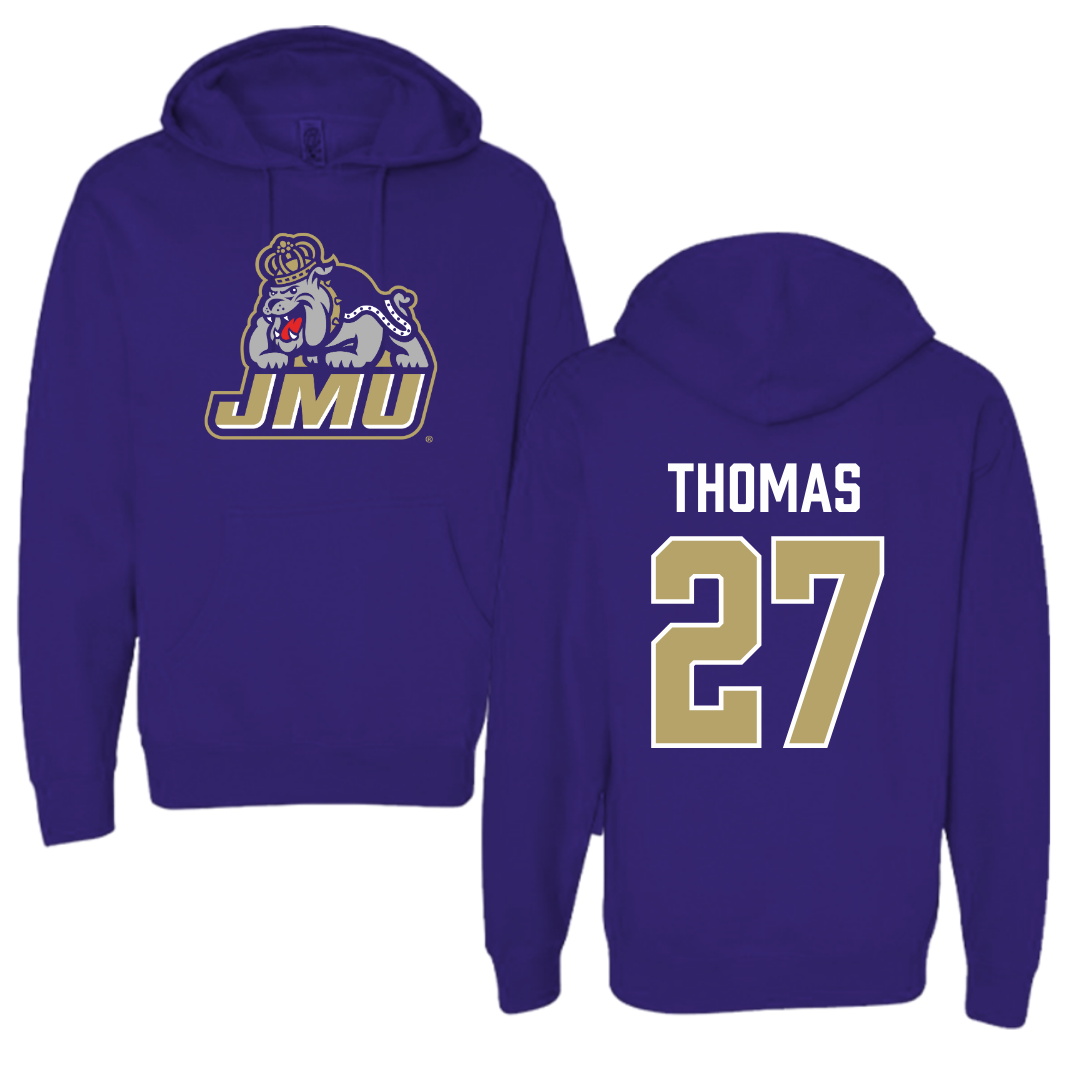 James Madison University Football Purple Hoodie - #27 Jacob Thomas