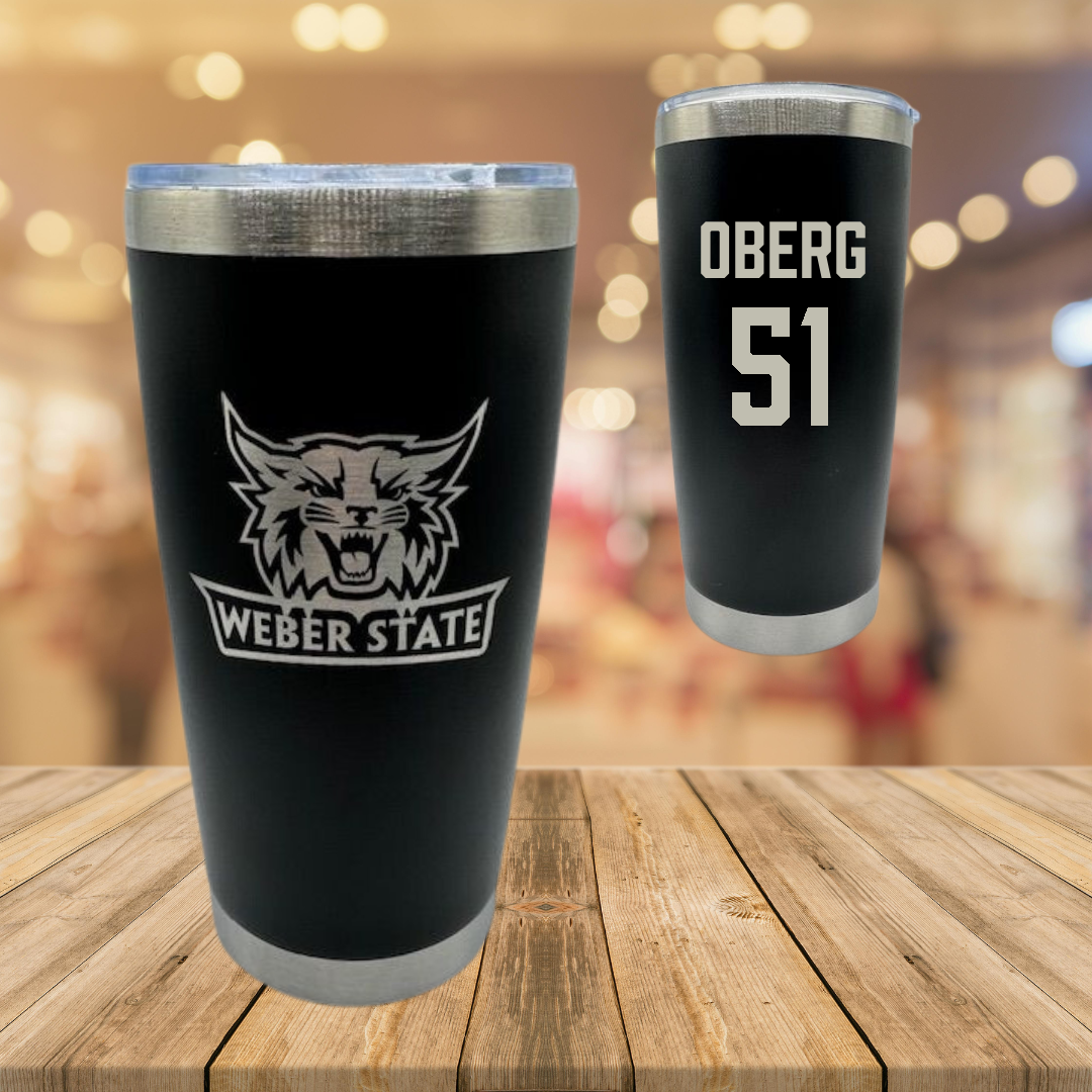 Weber State University Football Black Stainless Steel Tumbler - #51 Ashden Oberg