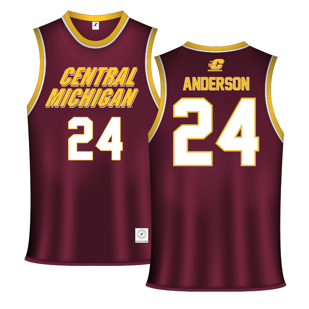 Central Michigan University Maroon Basketball Jersey - #24 Taylor Anderson