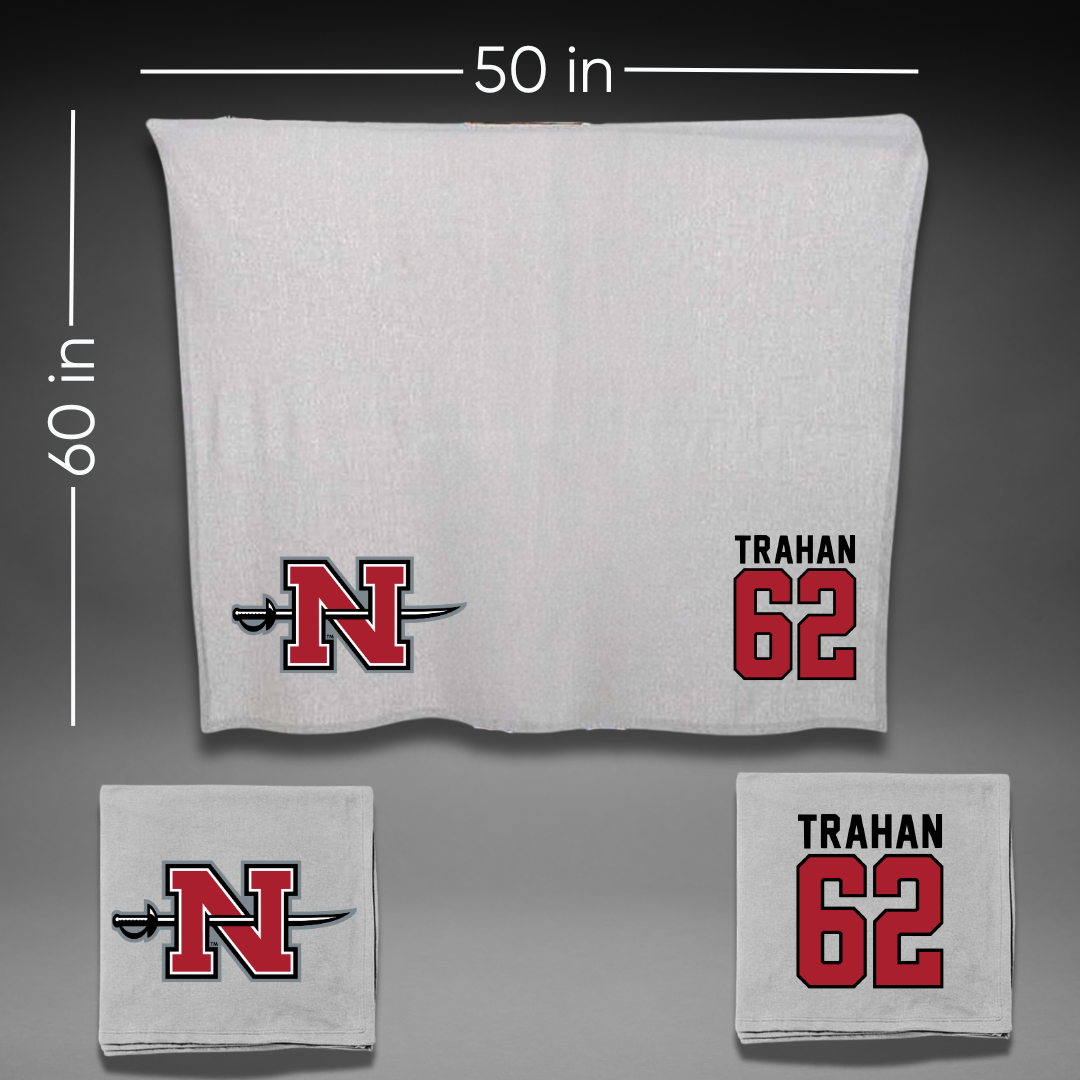 Nicholls State University Football Gray Blanket - #62 Seth Trahan