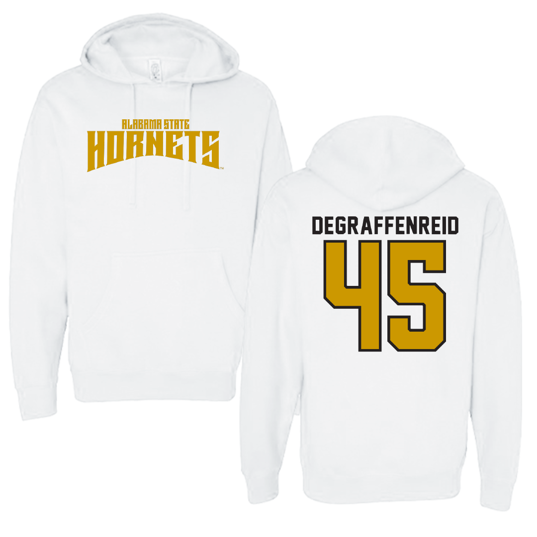 Alabama State University Football White Classic Hoodie - #45 Grant DeGraffenreid