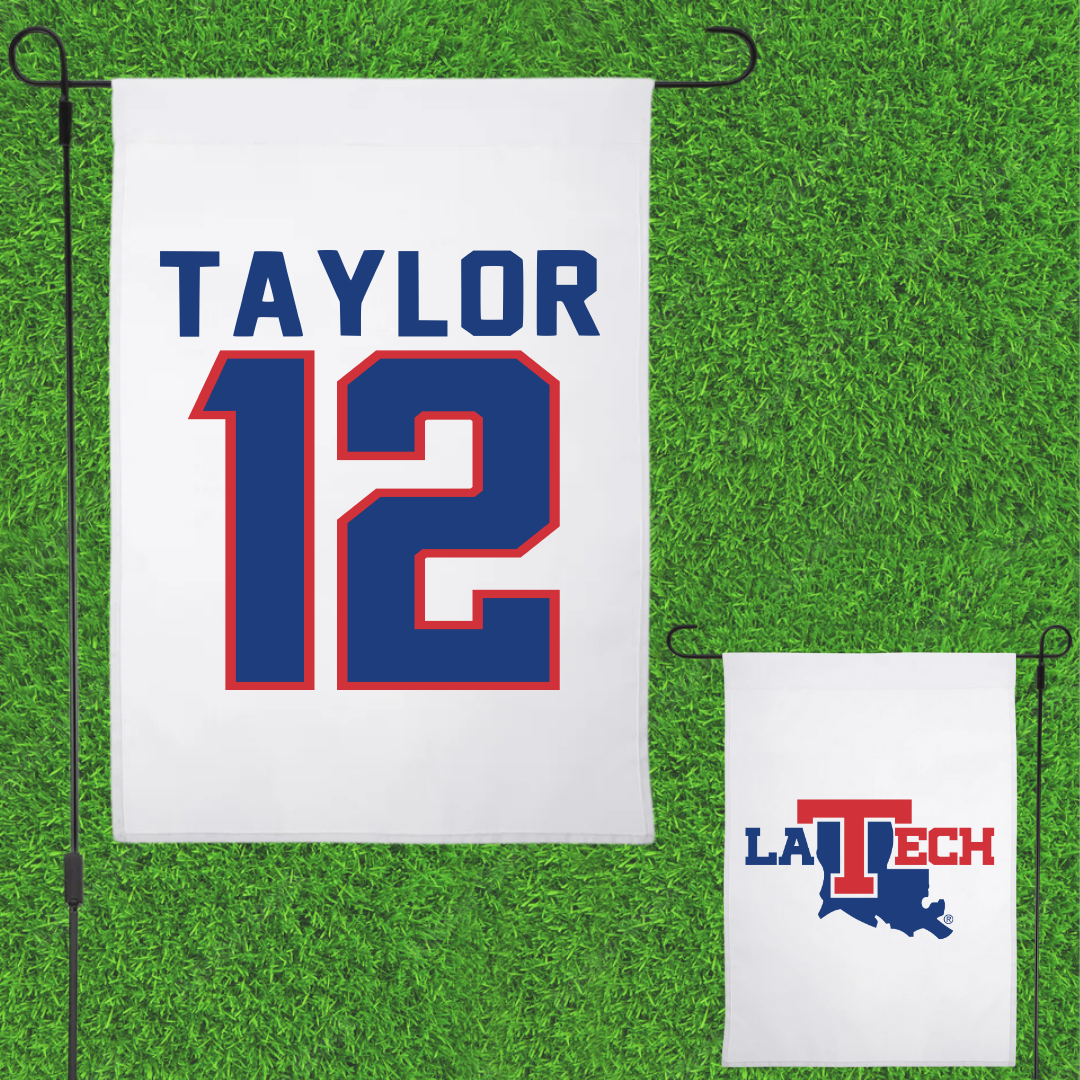 Louisiana Tech University Soccer White Garden Flag - #12 Kyra Taylor