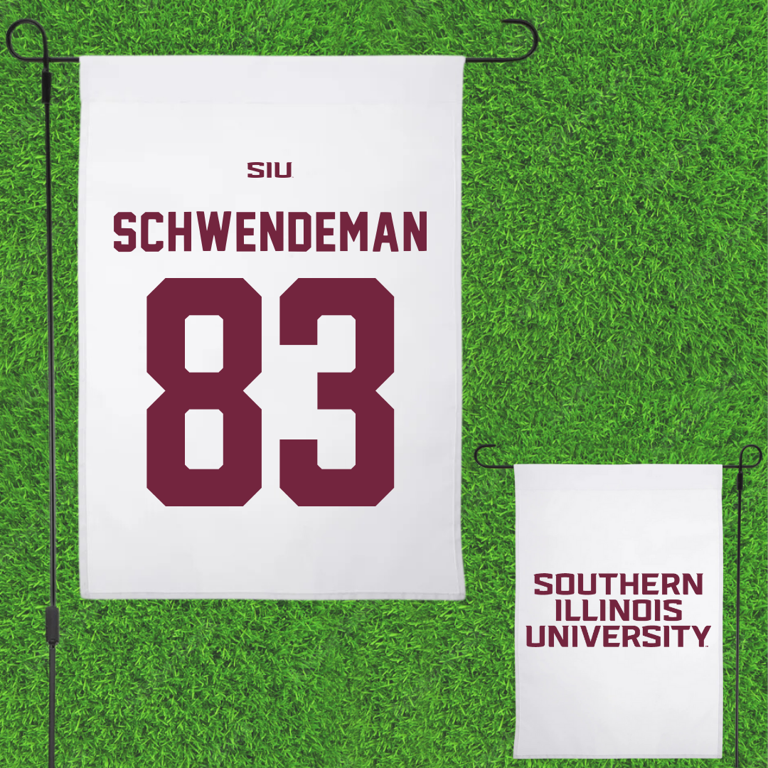 Southern Illinois University at Carbondale Football White Garden Flag - #83 Ryan Schwendeman