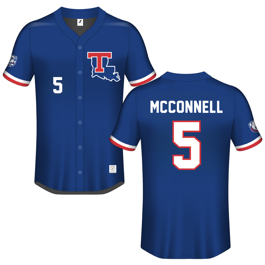 Louisiana Tech University Blue Button-Down Jersey - #5 Cole McConnell