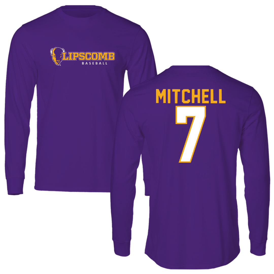 Lipscomb University Baseball Purple Block Long Sleeve - #7 Joey Mitchell