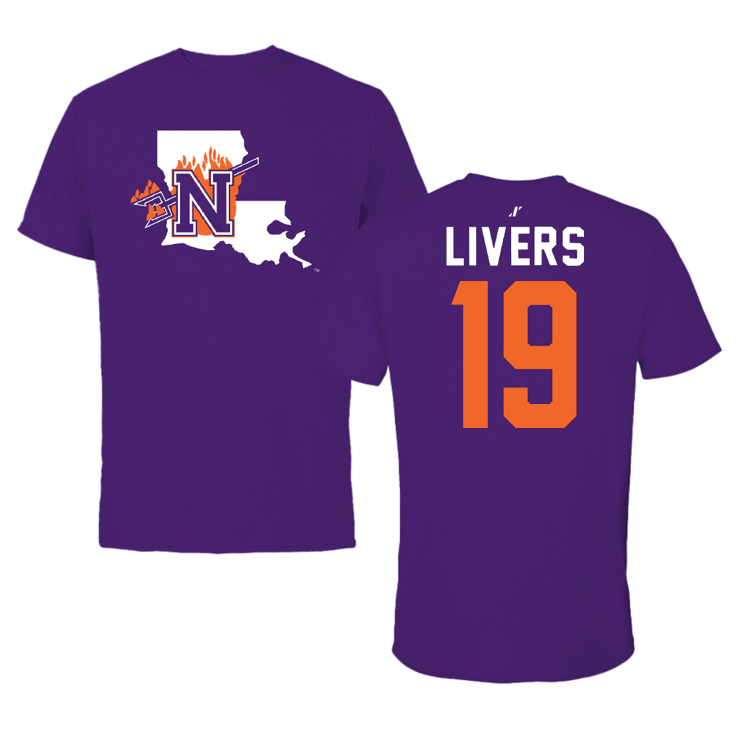 Northwestern State University Softball Purple State Tee - #19 Sophia Livers
