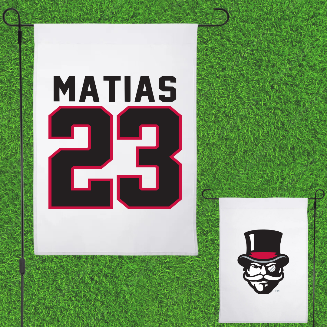 Austin Peay State University Baseball White Garden Flag - #23 Andres Matias