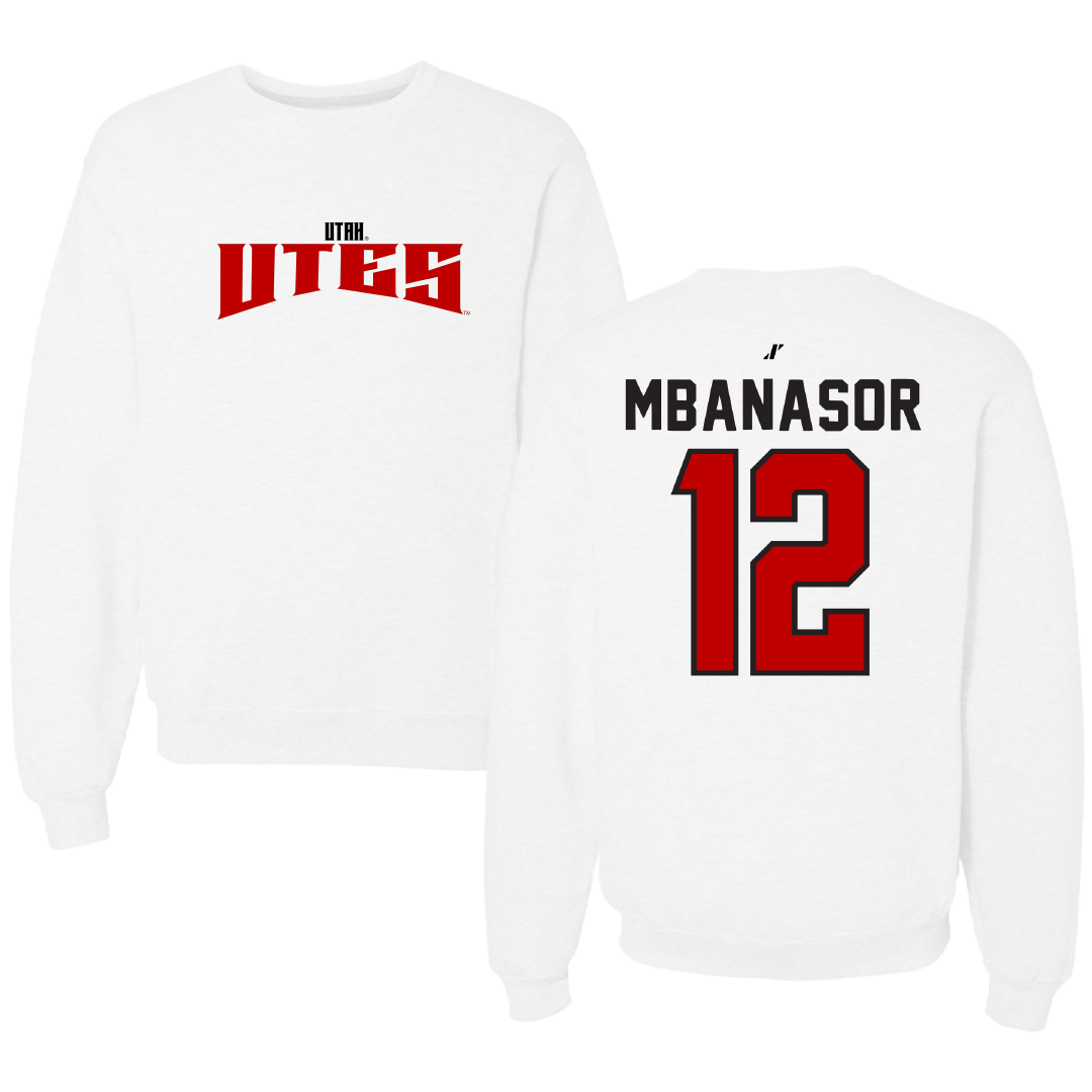 University of Utah Football White Classic Crewneck - #12 Sidney Mbanasor