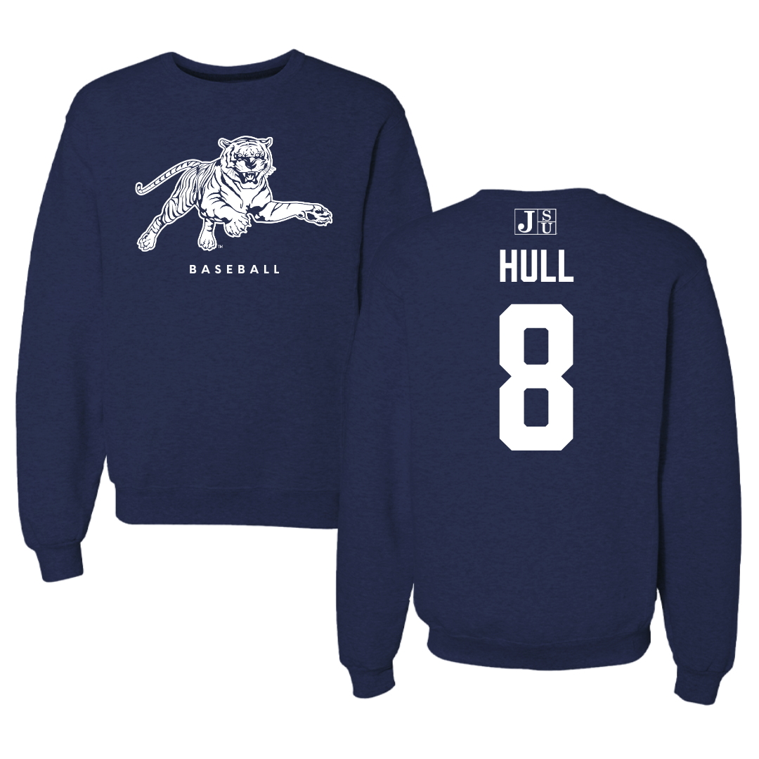 Jackson State University Baseball Navy Crewneck - #8 Davione Hull