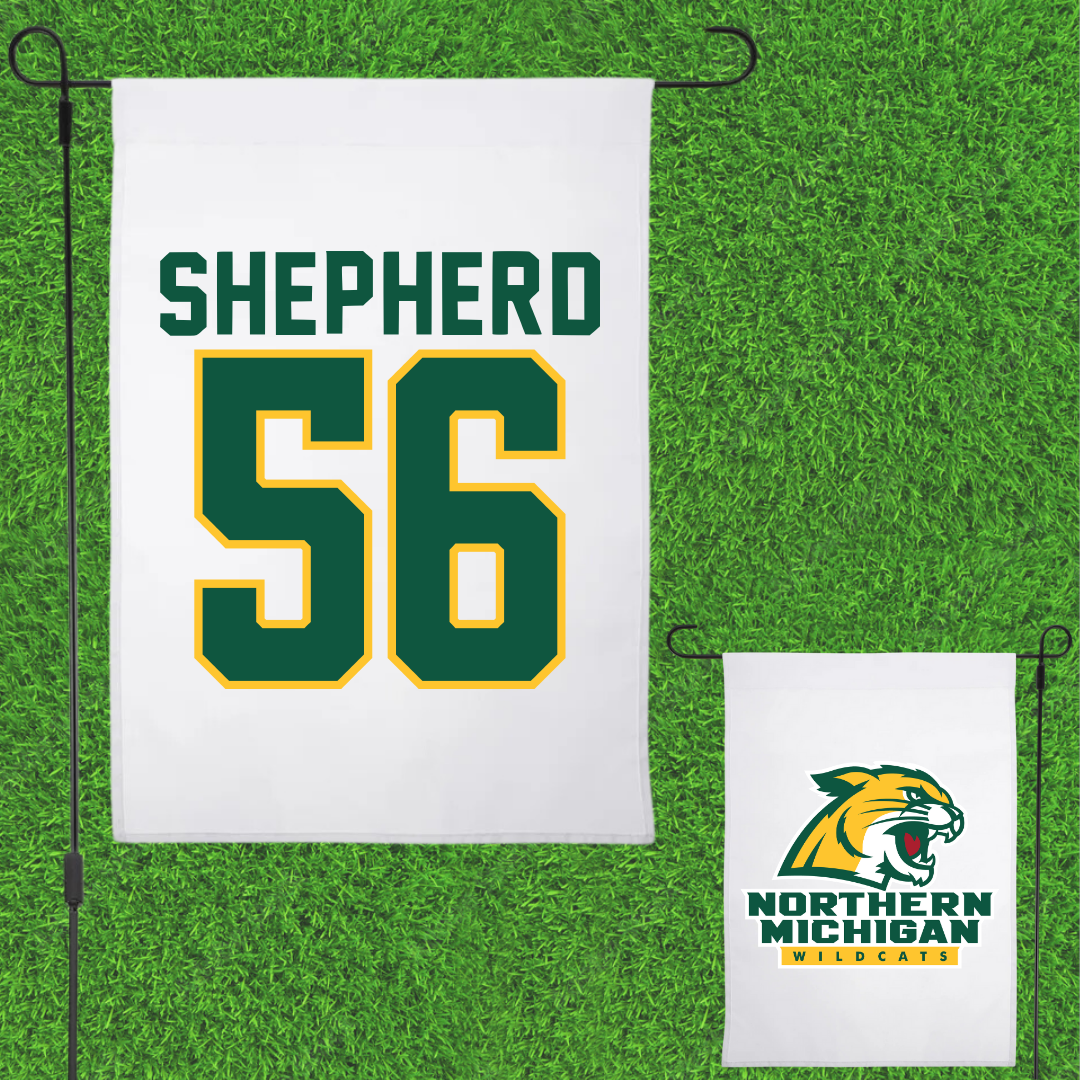 Northern Michigan University Football White Garden Flag - #56 Graycen Shepherd