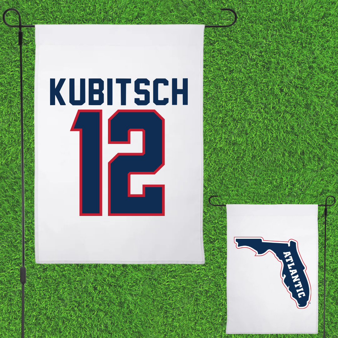 Florida Atlantic University Soccer White Garden Flag - #12 Kevin Kubitsch