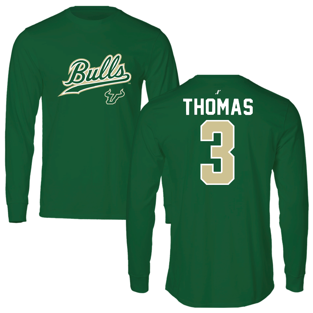 University of South Florida Volleyball Green General Performance Long Sleeve - #3 Miya Thomas