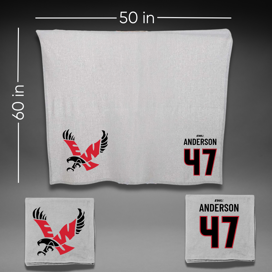 Eastern Washington University Football Gray Blanket - #47 Samarai Anderson
