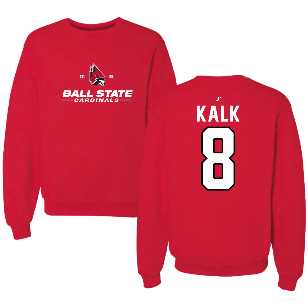 Ball State University Baseball Red General Crewneck - #8 Max Kalk