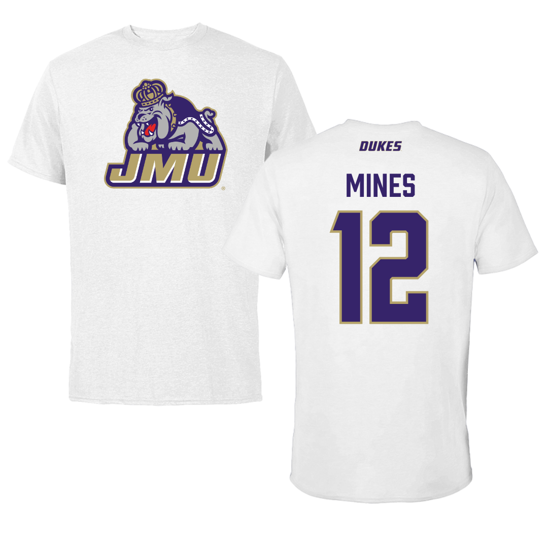 James Madison University Football White Tee - #12 Jayden Mines