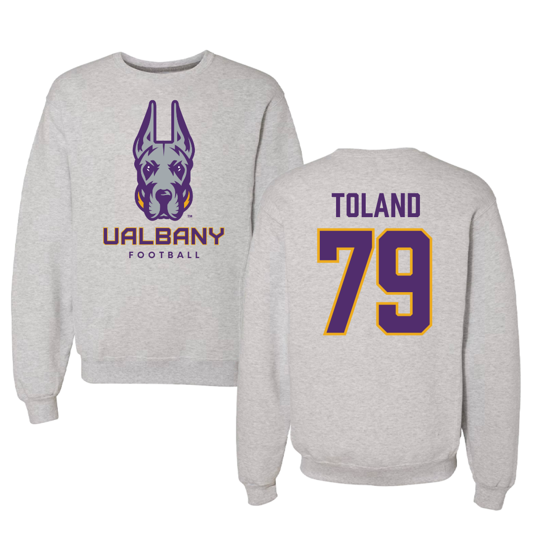 University at Albany Football Gray Crewneck - #79 Ondre Toland