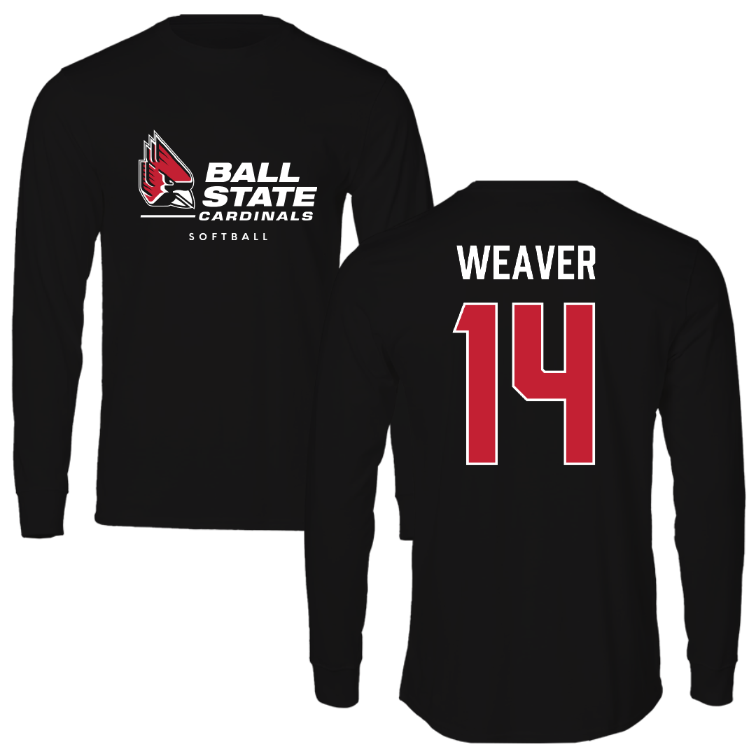 Ball State University Softball Black Performance Long Sleeve - #14 Maddie Weaver