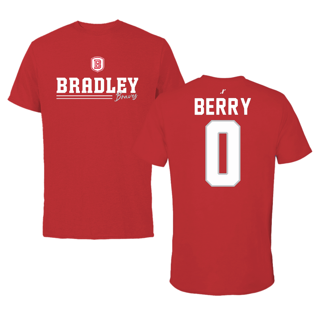 Bradley University Soccer Red General Tee - #0 Drew Berry