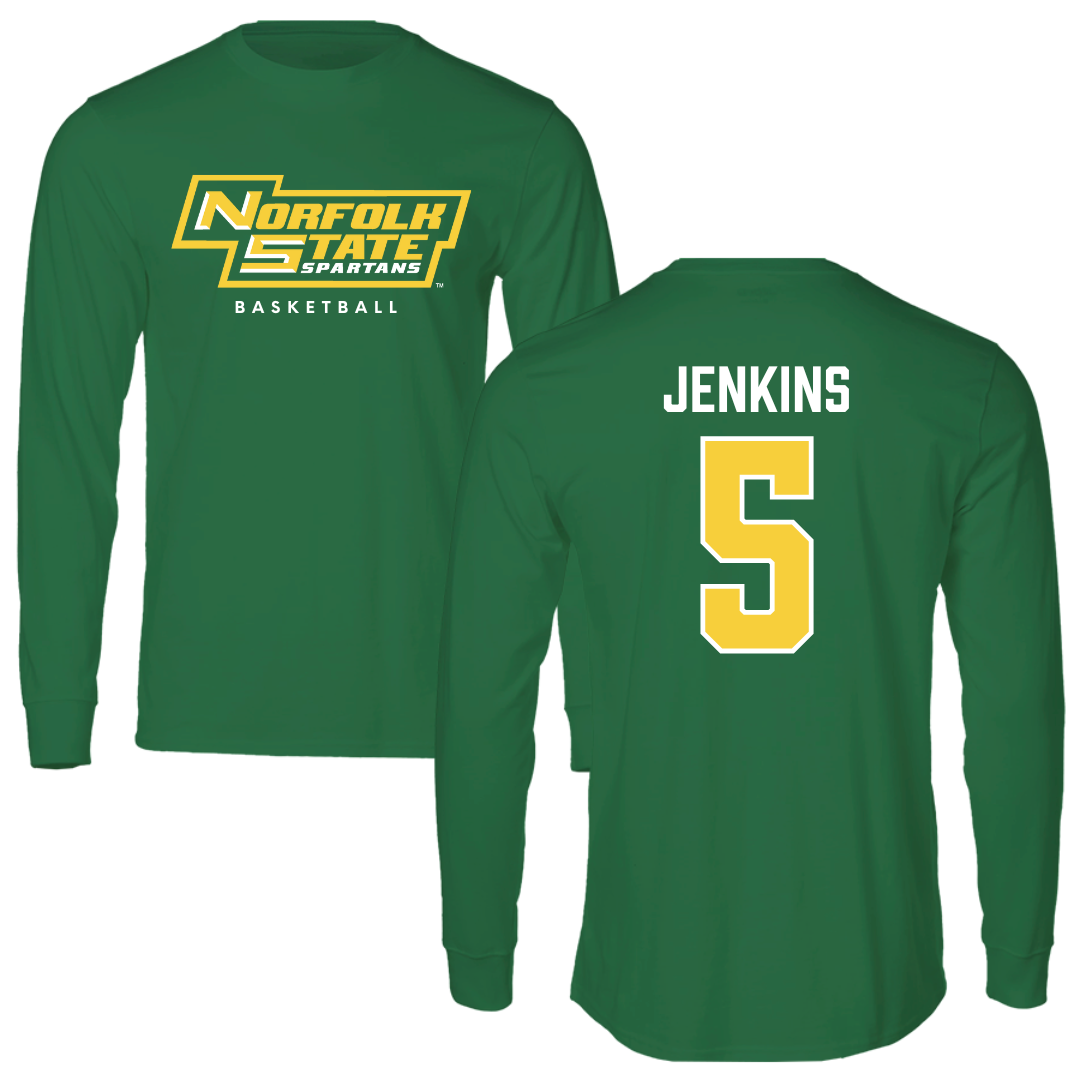 Norfolk State University Basketball Kelly Green Long Sleeve - #5 Tyrese Jenkins