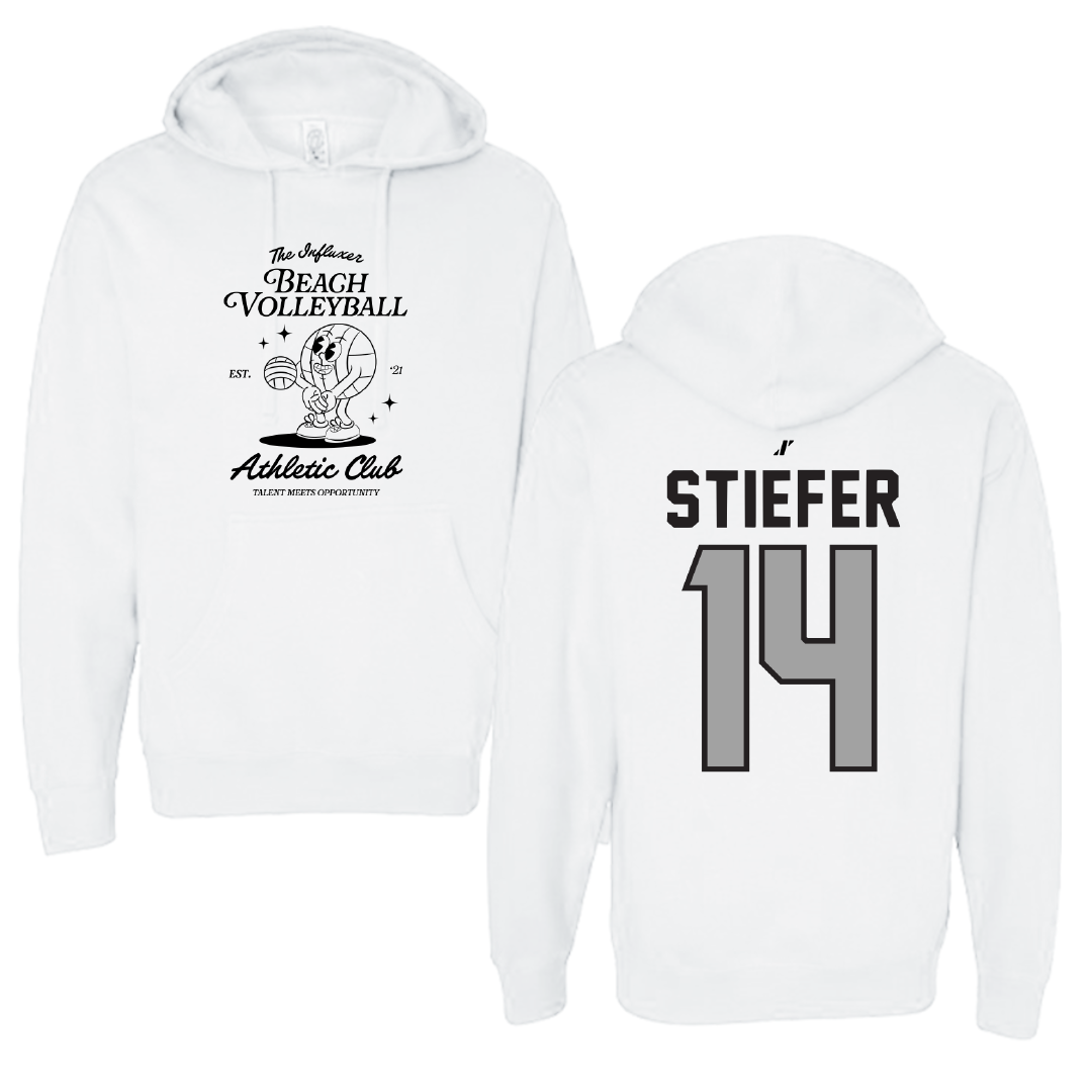 Beach Volleyball White Influxer Athletic Club Hoodie - #14 Meghan Stiefer