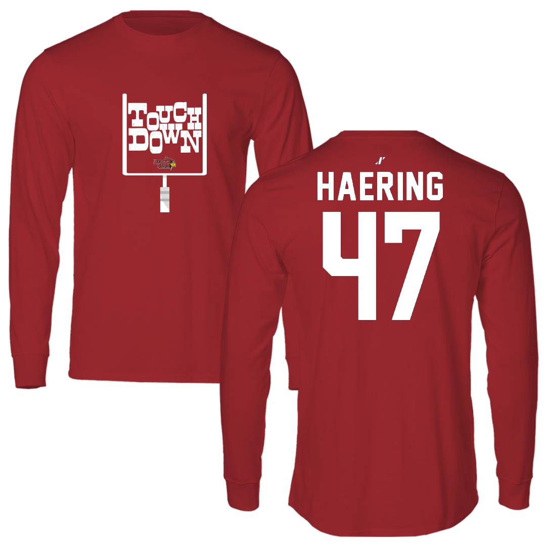 Illinois State University Football Canvas Red Touchdown Long Sleeve - #47 Mark Haering