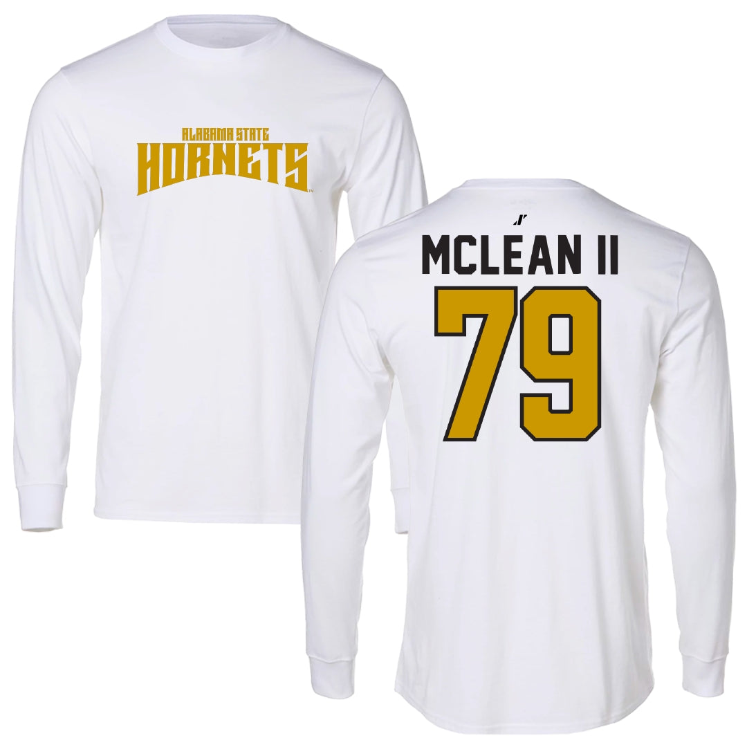 Alabama State University Football White Classic Performance Long Sleeve - #79 Phillip McLean II