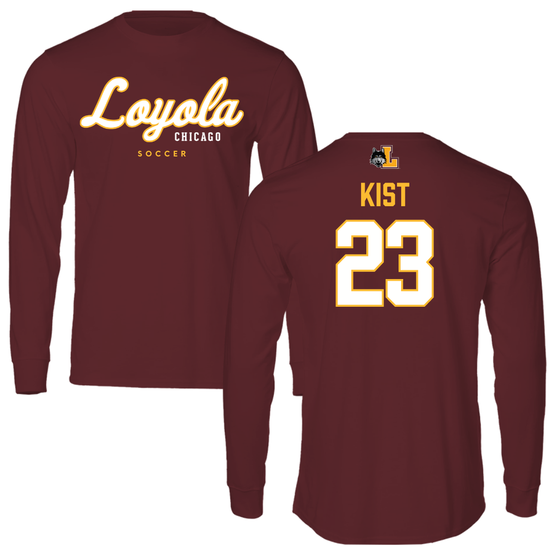 Loyola University-Chicago Soccer Maroon Block Performance Long Sleeve - #23 Kameron Kist