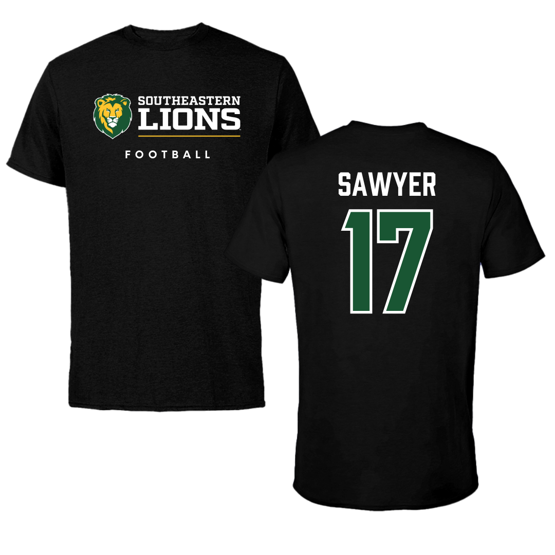 Southeastern Louisiana University Football Black Performance Tee - #17 Eli Sawyer