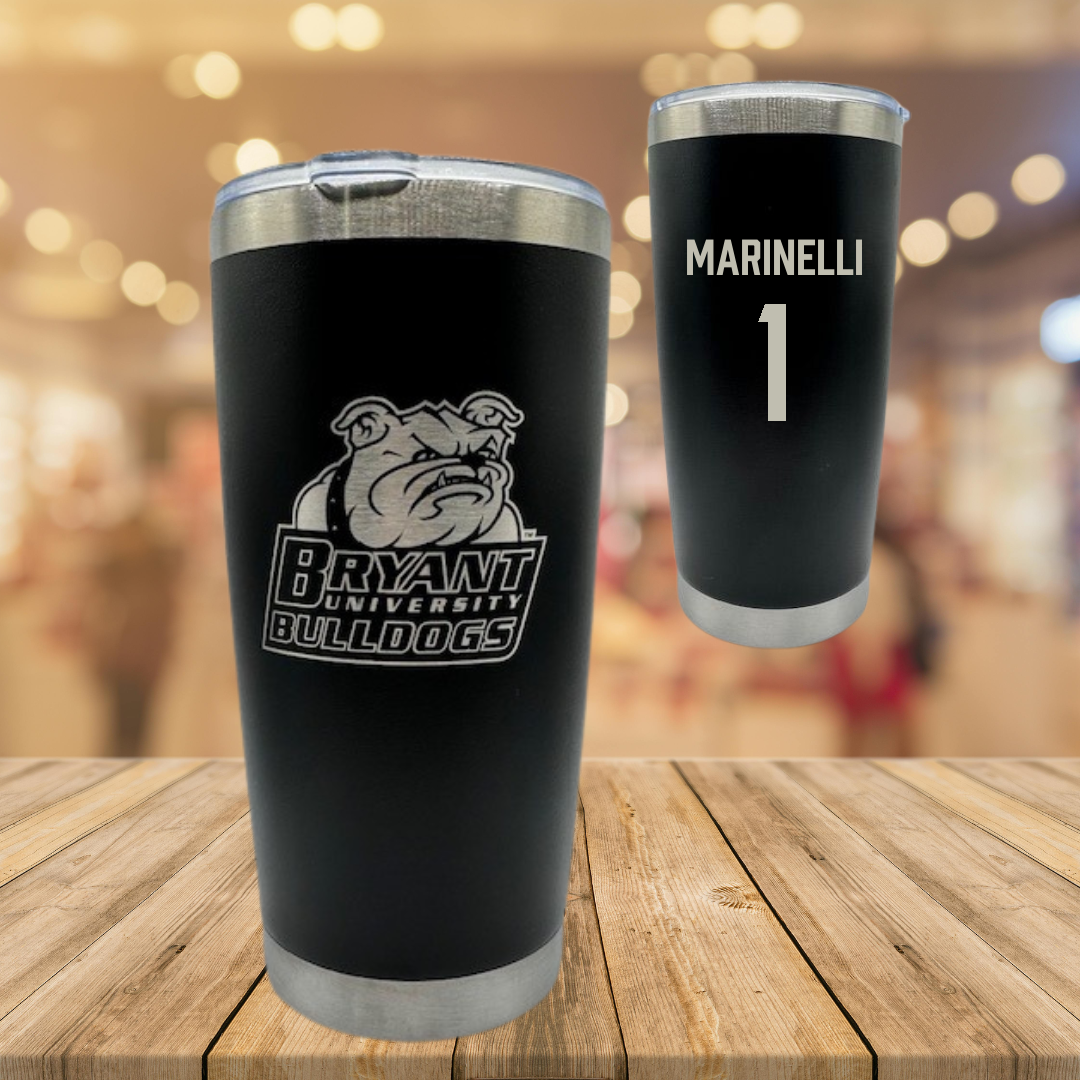 Bryant University Soccer Black Stainless Steel Tumbler - #1 Luca Marinelli