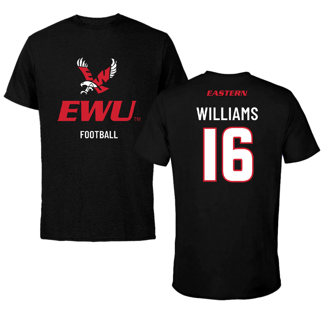 Eastern Washington University Football Black EWU Performance Tee - #16 Miles Williams