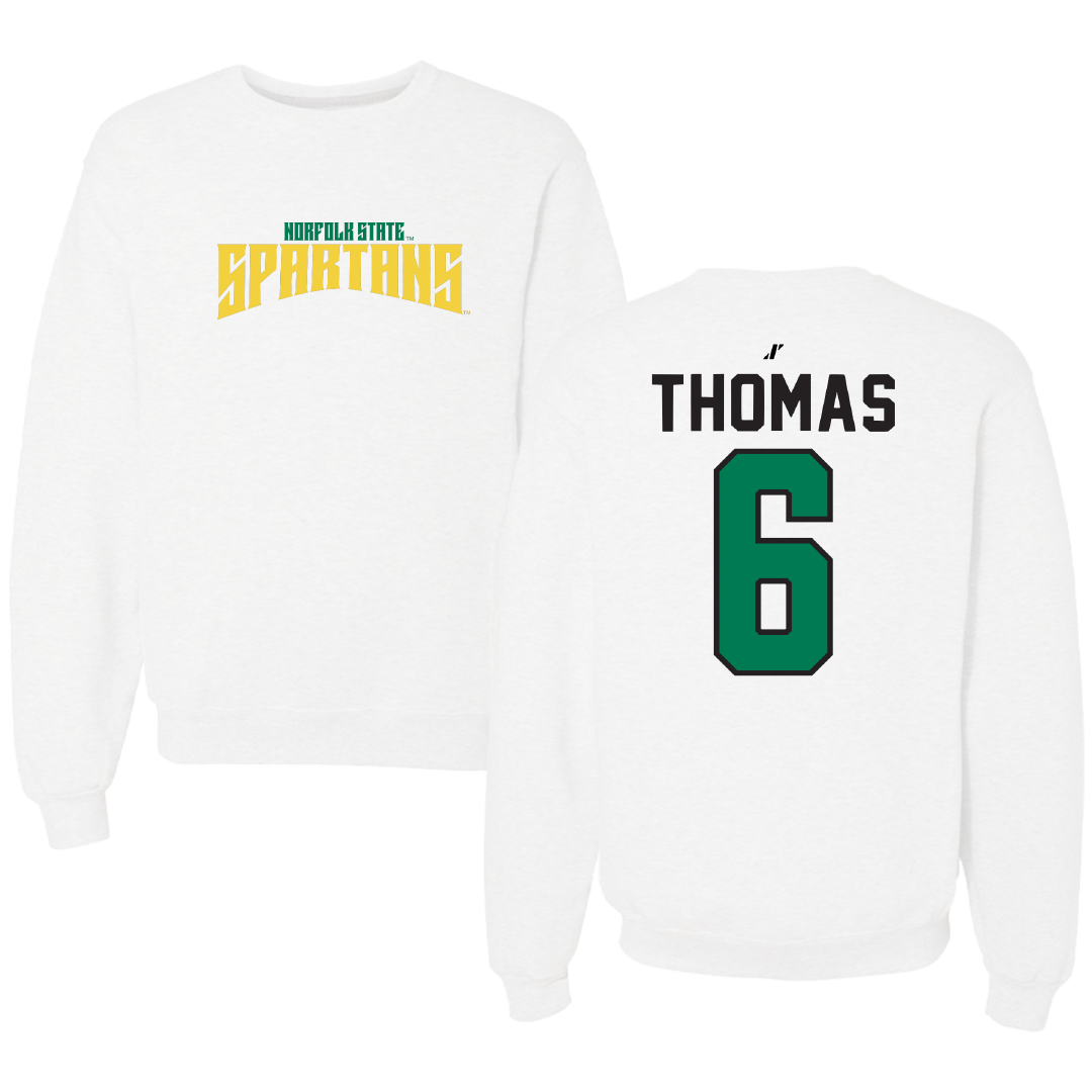 Norfolk State University Basketball White Classic Crewneck - #6 Jamarii Thomas