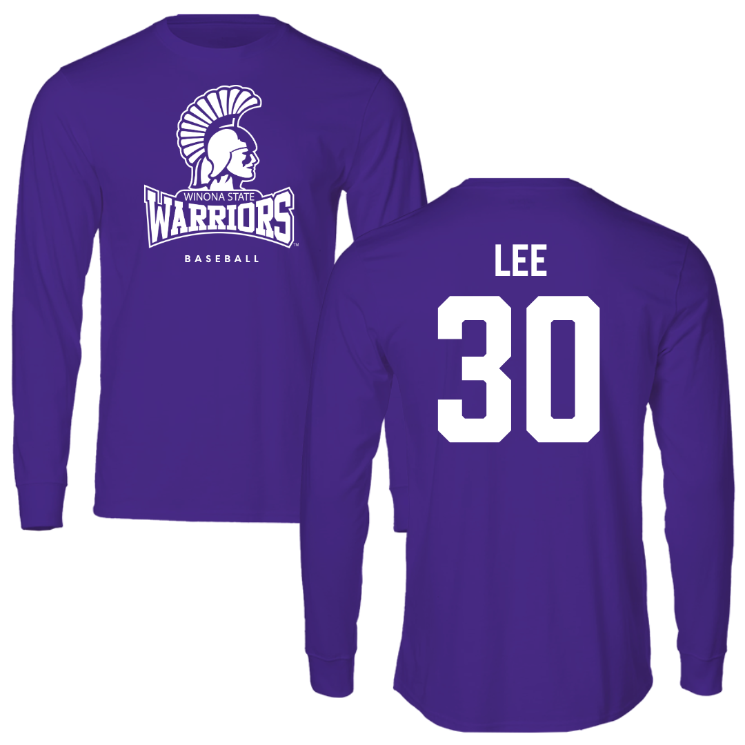 Winona State University Baseball Purple Performance Long Sleeve - #30 Peyton Lee