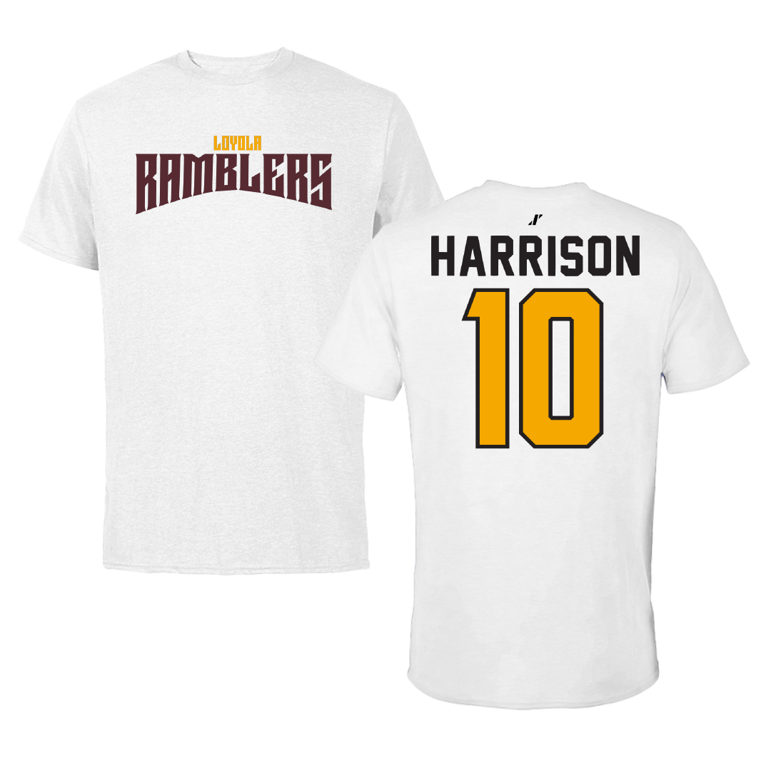 Loyola University-Chicago Soccer White Classic Performance Tee - #10 Taylor Harrison
