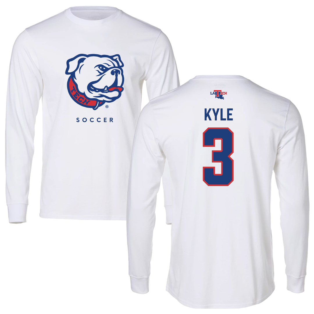 Louisiana Tech University Soccer White Performance Long Sleeve - #3 Avery Kyle