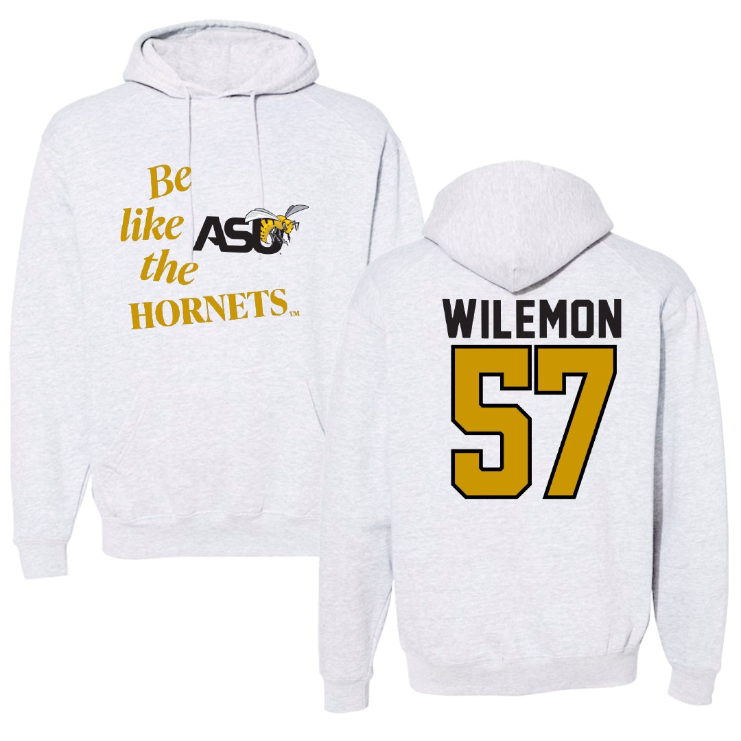Alabama State University Football Light Gray Be Like Us Hoodie - #57 Garrett Wilemon