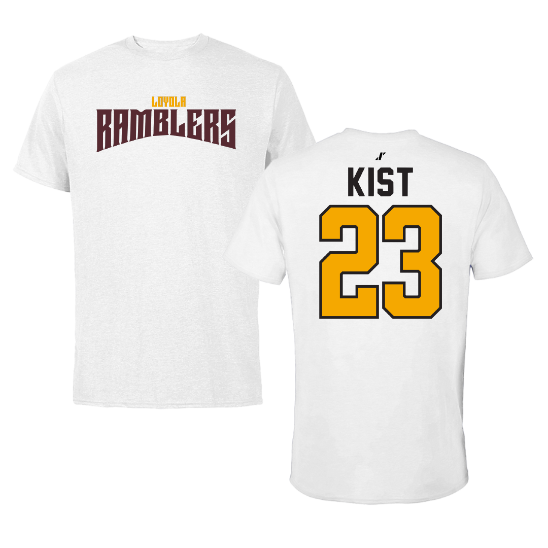 Loyola University-Chicago Soccer White Classic Performance Tee - #23 Kameron Kist