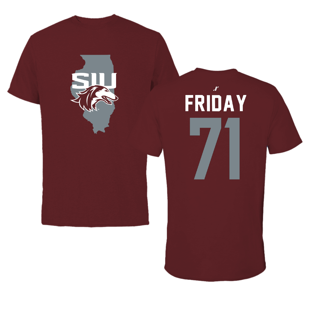 Southern Illinois University at Carbondale Football Maroon State Performance Tee - #71 Ostyn Friday