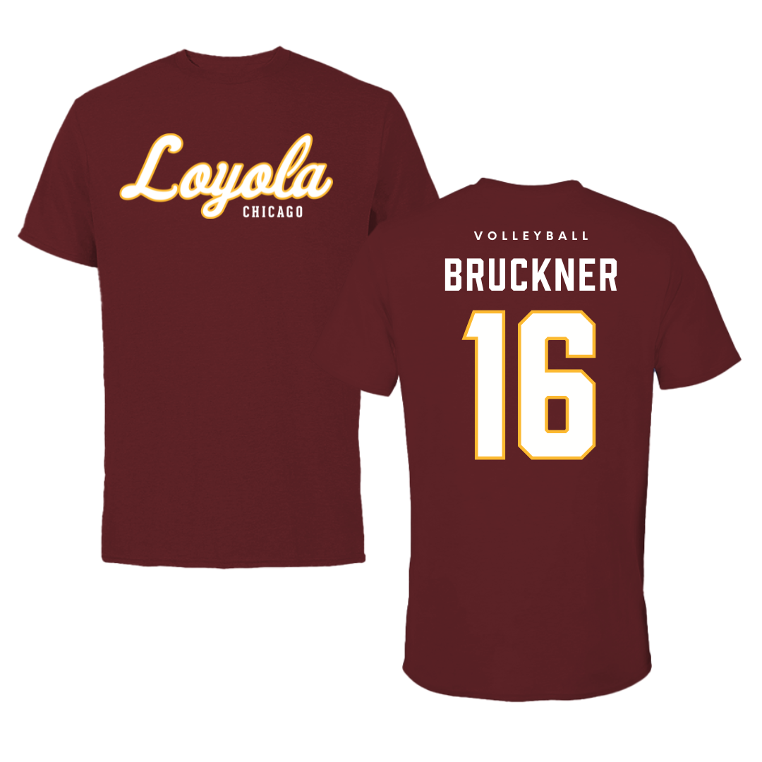 Loyola University-Chicago Volleyball Maroon Loyola Performance Tee - #16 Jordan Bruckner