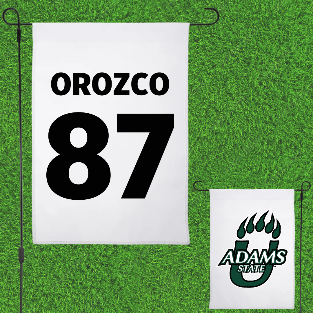 Adams State University Football White Garden Flag - #87 Damien Orozco