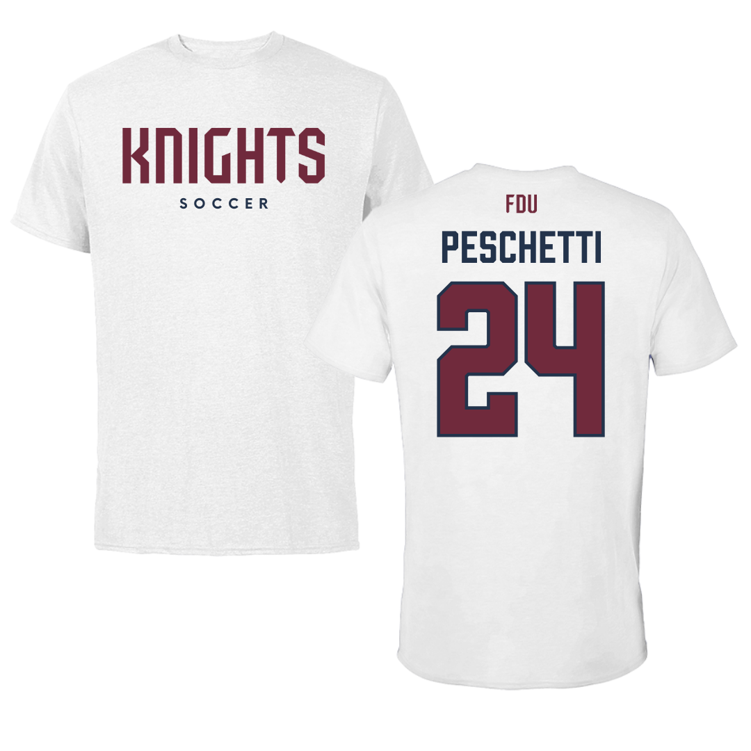 Fairleigh Dickinson University-Metropolitan Campus Soccer White Tee - #24 Daniela Peschetti