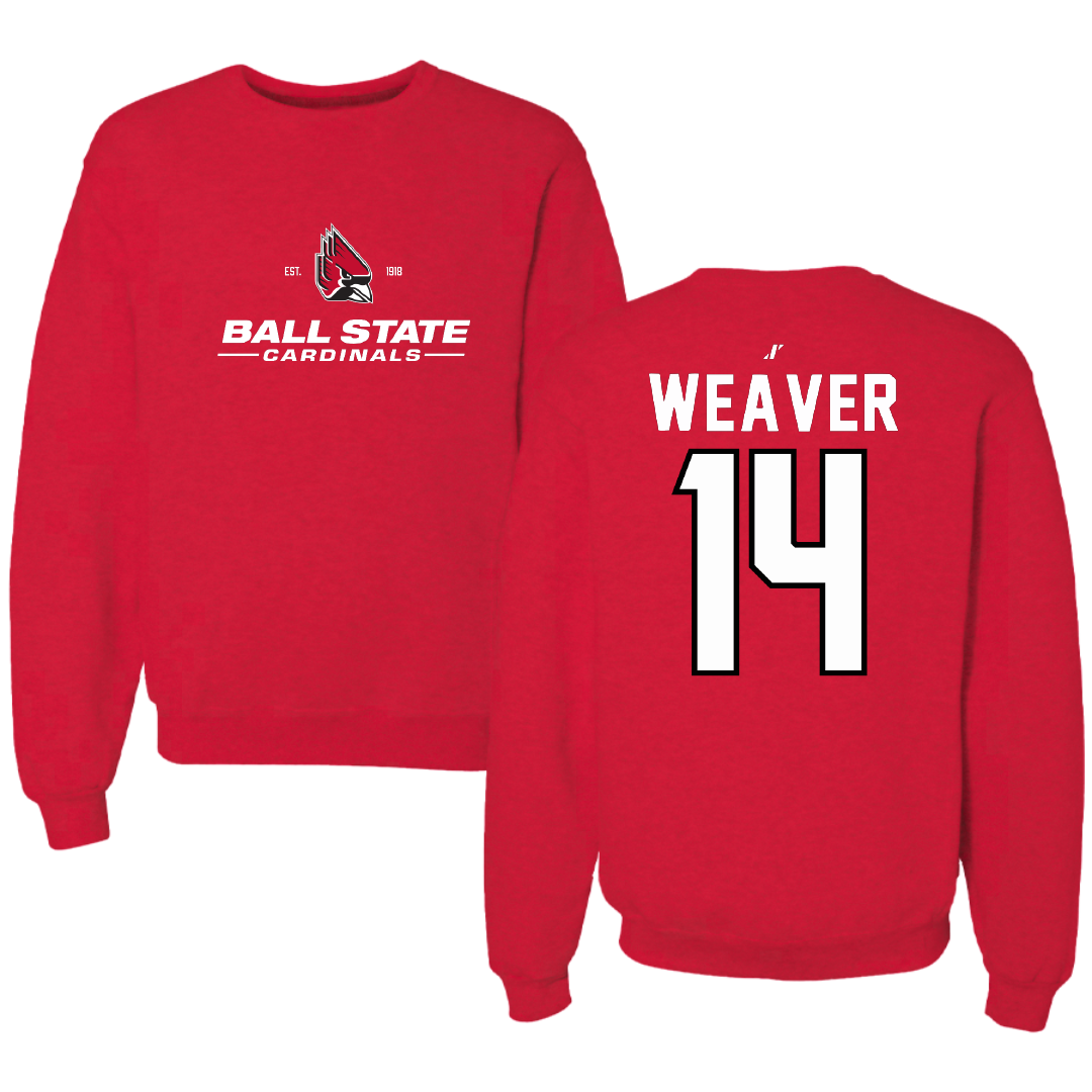 Ball State University Softball Red General Crewneck - #14 Maddie Weaver