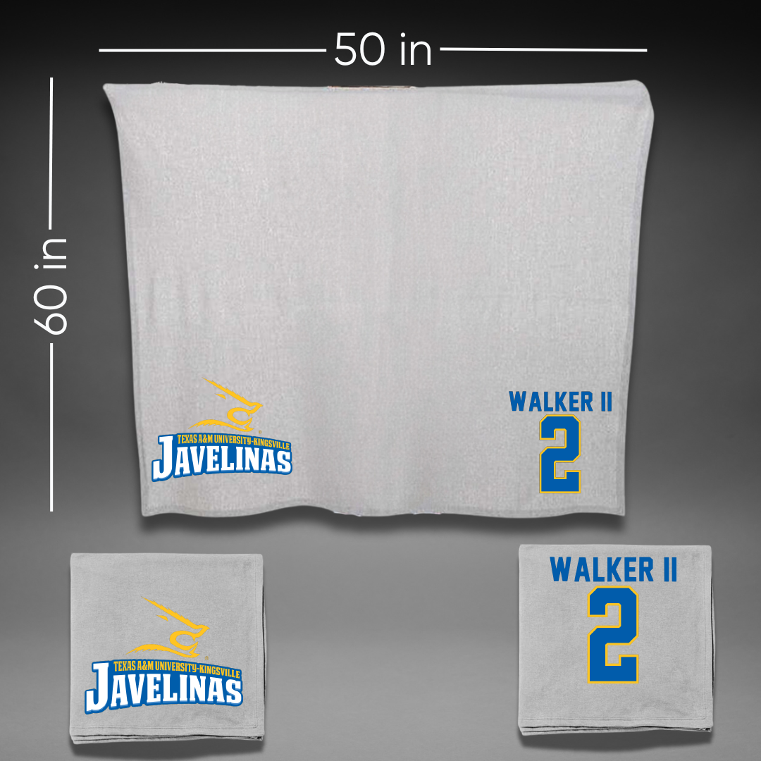 Texas A&M University-Kingsville Basketball Gray Javelinas Blanket - #2 Andre Walker II